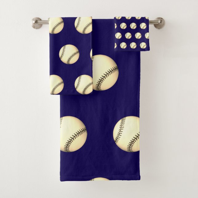 Baseball Thema Dk Blau Badhandtuch Set (Insitu)