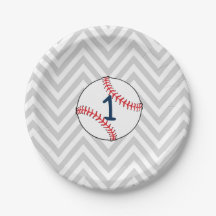 Baseball-Thema-erster Geburtstags-PapierTeller
