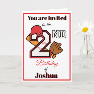 Baseball Thema Happy 2. Sport Geburtstag Einladung