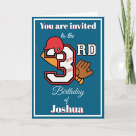 Baseball Thema Happy 3. Sport Geburtstag Einladung