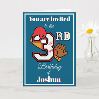 Baseball Thema Happy 3. Sport Geburtstag Einladung