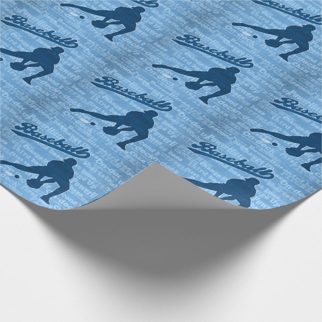 Baseball-Thema in Schattierungen von Blau Geschenkpapier (Ecke)
