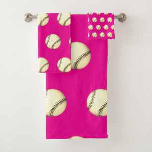 Baseball Thema Knallrosa Badhandtuch Set