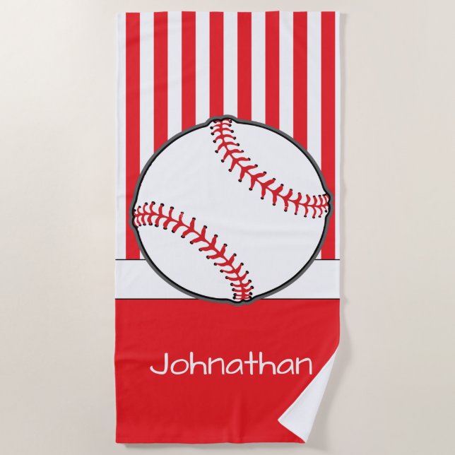 Baseball-Thema | personalisiert Strandtuch (Vorderseite)