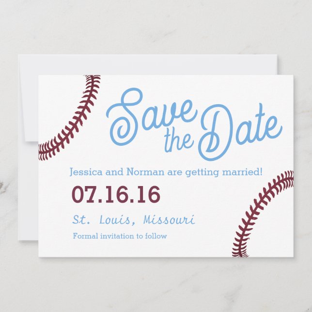 Baseball-Thema Save the Date Einladung (Vorderseite)