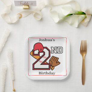 Baseball Theme 2. Geburtstag Bat Ball Mitt Pappteller