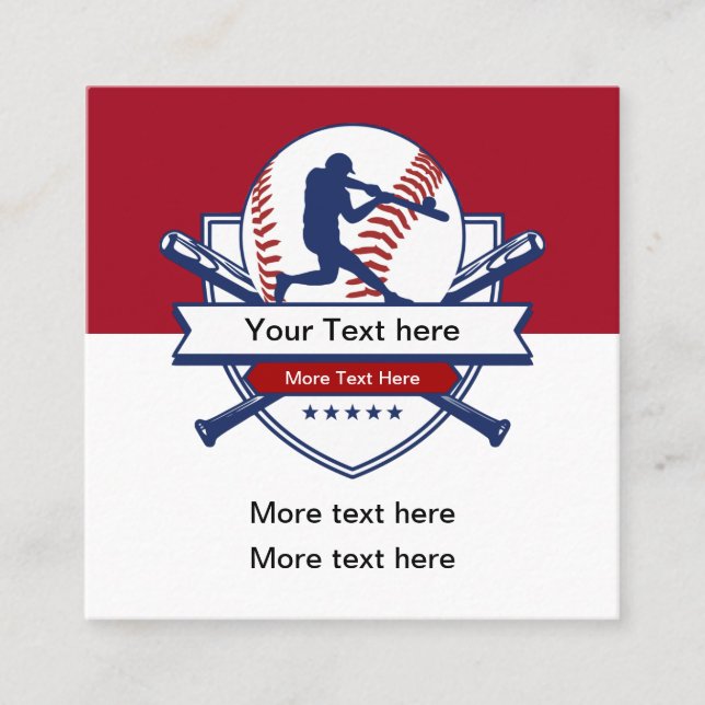 Baseball Theme Einzigartige Visitenkarten für den  Quadratische Visitenkarte (Vorderseite)