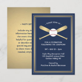 Baseball Theme Empfang & Party Details Gold Begleitkarte