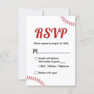 Baseball Thème Sport Mariage RSVP Réponse