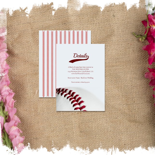 Baseball Theme Typografy Wedding Details Begleitkarte (Von Creator hochgeladen)