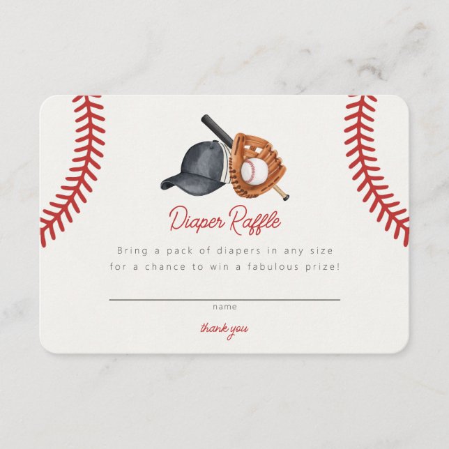 Baseball Theme Zuhause Führen Sie Rookie Diaper Ra Begleitkarte (Vorderseite)