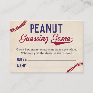 Baseball Themed Baby Dusche Erdnuss Guessing Spiel Visitenkarte