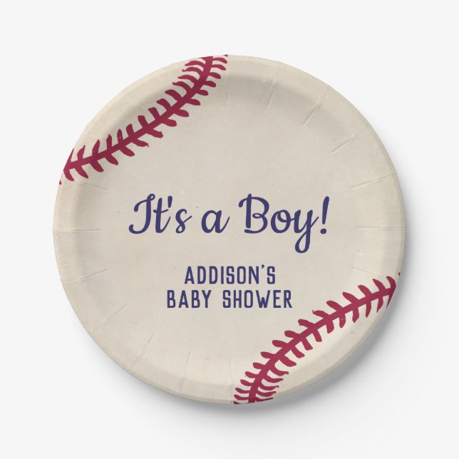 Baseball Themed Baby Dusche Paper Teller (Vorderseite)
