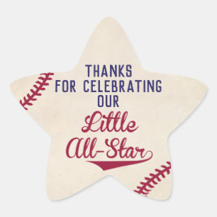 Baseball Themed Baby Dusche Star Sticker