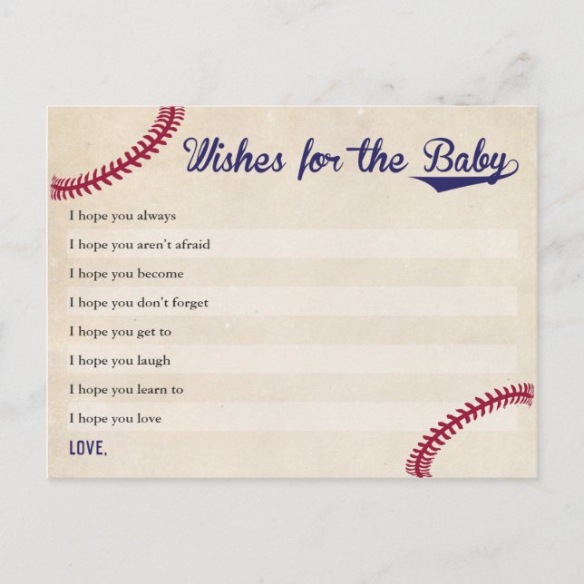 Baseball Themed Baby Dusche Wünsche für Babykarten Postkarte (Vorderseite)