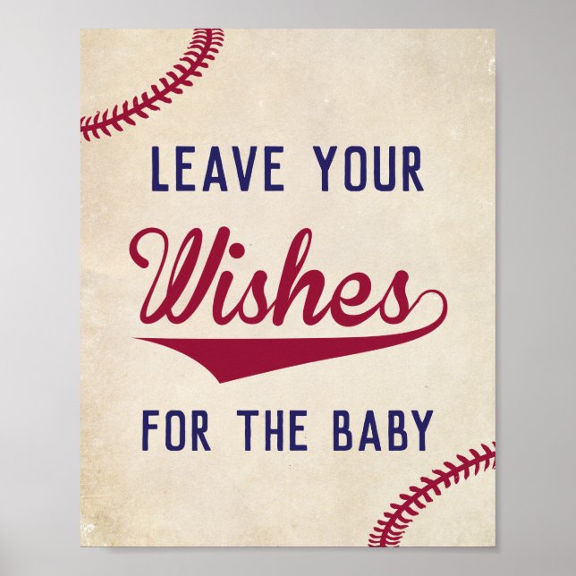 Baseball Themed Baby Dusche Wünsche für Babysignat Poster (Vorne)