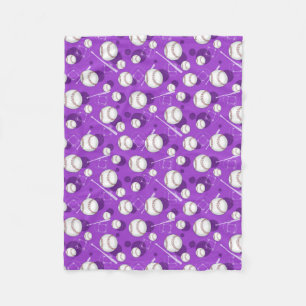 Baseball-Themed Muster-lila Fleece-Decke Fleecedecke