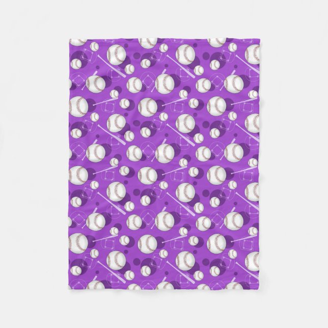 Baseball-Themed Muster-lila Fleece-Decke Fleecedecke (Vorderseite)