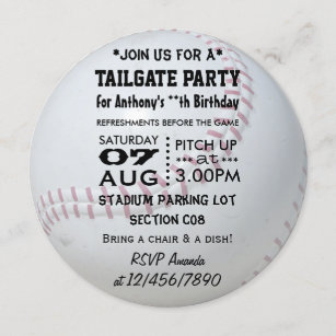 Baseball Themed Party Einladung
