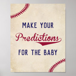 Baseball Themed Predictions for Baby Sign Poster