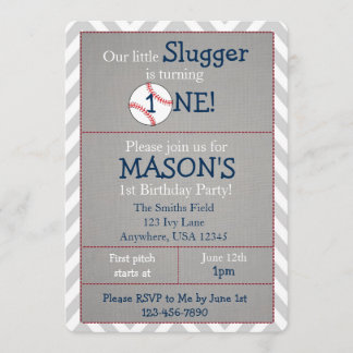 Baseball Themen1. Geburtstagsfeier Party Einladung