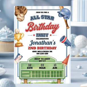 Baseball-Themen-All-Star-Geburtstagseinladung Einladung
