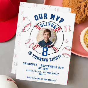 Baseball-Themen-Kindergeburtstagsfoto Einladung