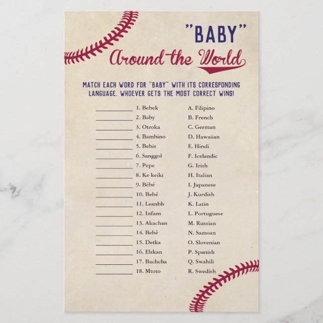 Baseball Themenbaby rund um die Weltübersetzung Flyer (Vorne)