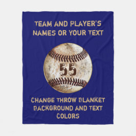 Baseball Throw Blanket mit Ihrem TEXT und FARBEN Fleecedecke