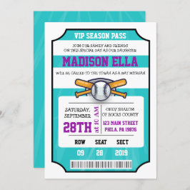 BASEBALL TICKET Bar Bat Mitzvah Einladung