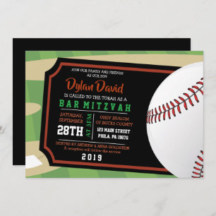 BASEBALL TICKET Bar Invitation Bat mitzvah