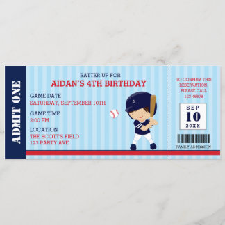 Baseball Ticket Einladungen zum Geburtstag (Marine