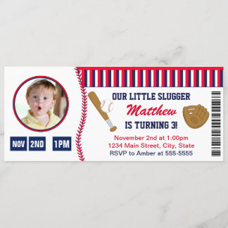 Baseball Ticket Geburtstag Einladung Foto-Karte