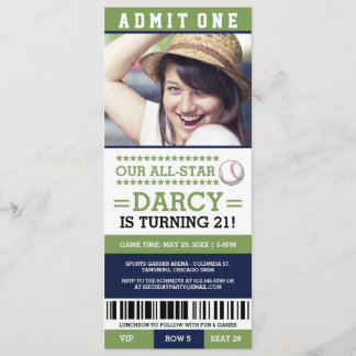 Baseball Ticket Geburtstag Einladungen
