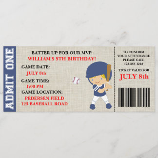 Baseball-Ticket-Geburtstagseinladung individuell a Einladung