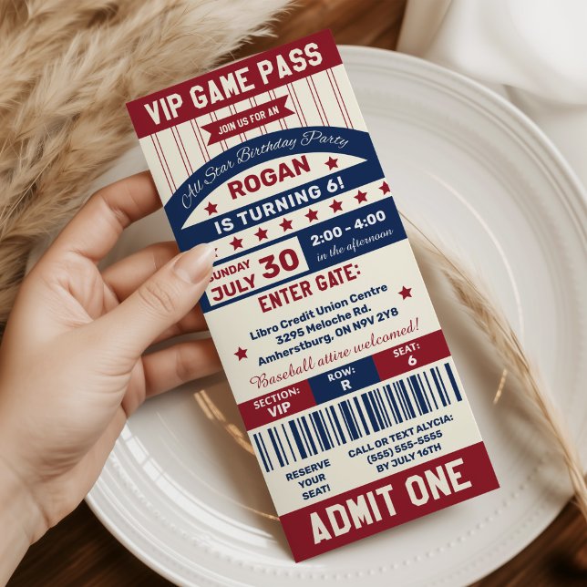 Baseball Ticket Geburtstagsparty Einladung (Von Creator hochgeladen)