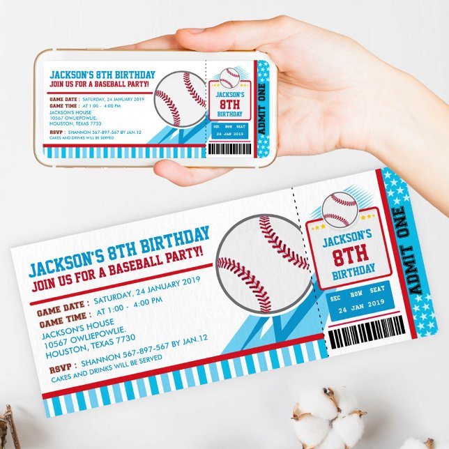 Baseball Ticket Pass Einladung Geburtstag (Von Creator hochgeladen)