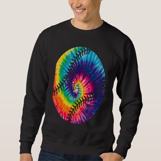 Baseball Tie Dye Rainbow Hippie Baseball Softball  Sweatshirt (Vorderseite)