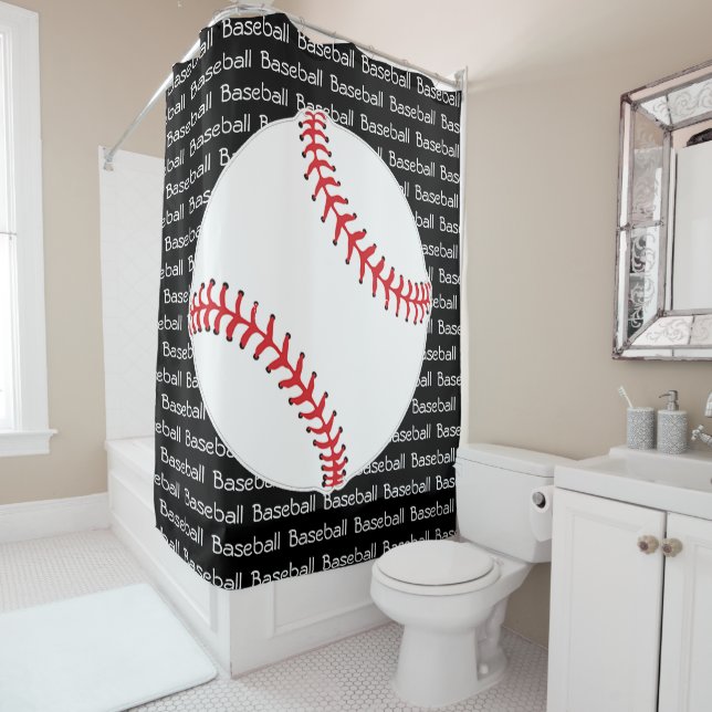 Baseball-Tile-Text-Design-Duschvorhang Duschvorhang (Beispiel)