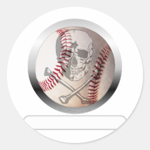 Baseball-Totenkopf mit gekreuzter Knochen Runder Aufkleber