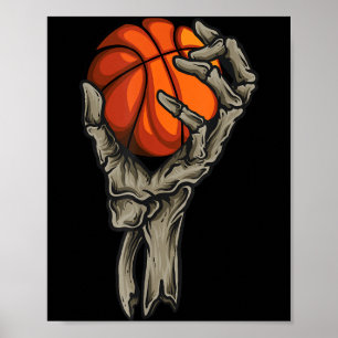 Baseball-Totenkopf und Skeletthand-Grafik Kinder J Poster