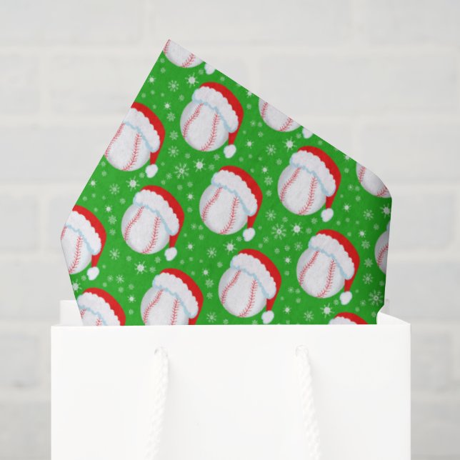 Baseball trägt Hut und Schneeflocken grün Seidenpapier (Geschenktüte)