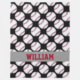 Baseball trägt personalisiertes Schwarz-weißes Rot Fleecedecke