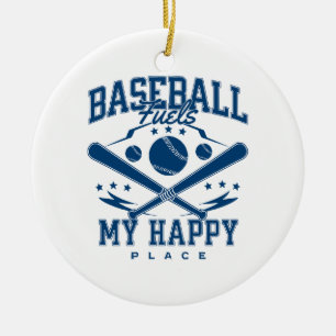Baseball treibt meinen glücklichen Platz an Keramik Ornament