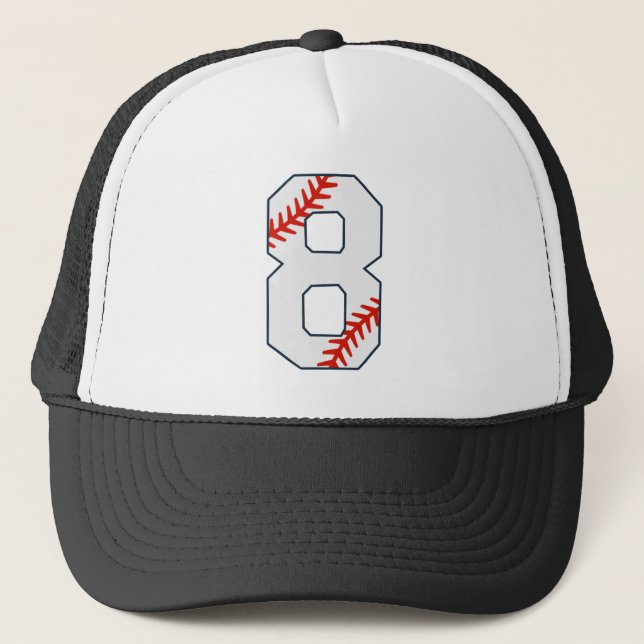 Baseball-Trikot Nummer 8 Truckerkappe (Vorderseite)