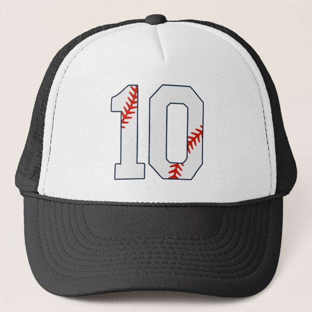 Baseball-Trikotnummer 10 Truckerkappe (Vorderseite)