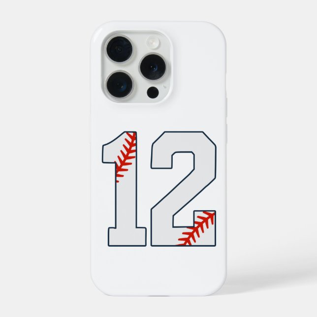 Baseball-Trikotnummer 12 iPhone 15 Pro Hülle (Rückseite)