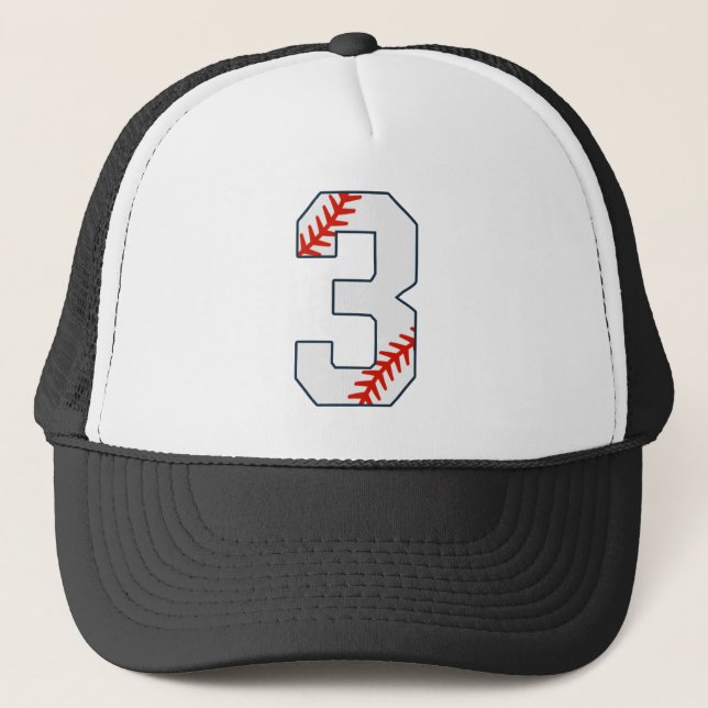 Baseball-Trikotnummer 3 Truckerkappe (Vorderseite)