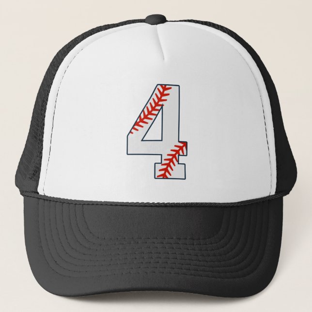 Baseball-Trikotnummer 4 Truckerkappe (Vorderseite)