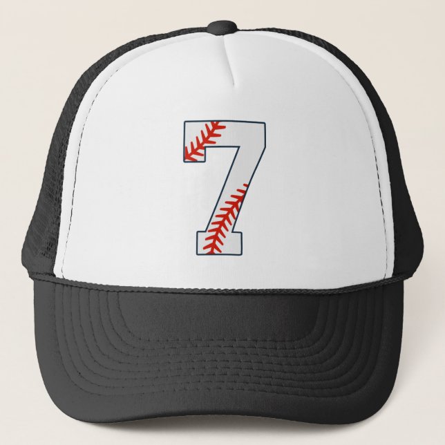 Baseball-Trikotnummer 7 Truckerkappe (Vorderseite)